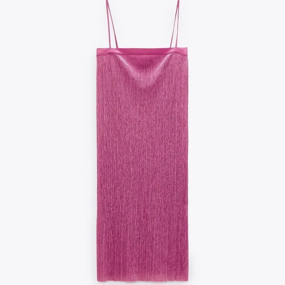 Zara Pleated Tunic Dress Slit Side Pink Size  Small - Picture 1 of 8